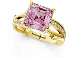 Yellow gold Fancy Pink Asscher  Solitaire Twist Band with Pavé Accents and Four-Prong Setting_21