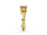 Yellow gold Fancy Pink Asscher  Solitaire Twist Band with Pavé Accents and Four-Prong Setting_22