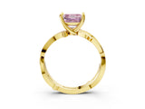 Yellow gold Fancy Pink Asscher  Solitaire Twist Band with Pavé Accents and Four-Prong Setting_23