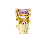 Yellow gold Fancy Pink Asscher  Solitaire Twist Band with Pavé Accents and Four-Prong Setting_25