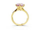 Yellow gold Fancy Pink Asscher  Solitaire Twist Band with Pavé Diamonds and Four-Prong Setting_100