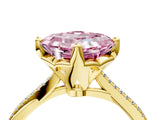 Yellow gold Fancy Pink Asscher  Solitaire Twist Band with Pavé Diamonds and Four-Prong Setting_101