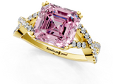 Yellow gold Fancy Pink Asscher  Solitaire Twist Band with Pavé Setting and Four-Prong Setting_1