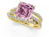 Yellow gold Fancy Pink Asscher  Solitaire Twist Band with Pavé Setting and Four-Prong Setting_1