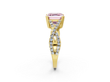 Yellow gold Fancy Pink Asscher  Solitaire Twist Band with Pavé Setting and Four-Prong Setting_2