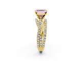 Yellow gold Fancy Pink Asscher  Solitaire Twist Band with Pavé Setting and Four-Prong Setting_2