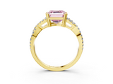 Yellow gold Fancy Pink Asscher  Solitaire Twist Band with Pavé Setting and Four-Prong Setting_3