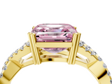 Yellow gold Fancy Pink Asscher  Solitaire Twist Band with Pavé Setting and Four-Prong Setting_4