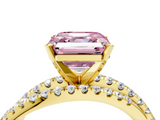 Yellow gold Fancy Pink Asscher  Solitaire Twist Band with Pavé Setting and Four-Prong Setting_4