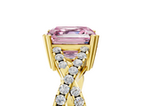 Yellow gold Fancy Pink Asscher  Solitaire Twist Band with Pavé Setting and Four-Prong Setting_5