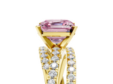 Yellow gold Fancy Pink Asscher  Solitaire Twist Band with Pavé Setting and Four-Prong Setting_5