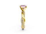 Yellow gold Fancy Pink Asscher  Solitaire Twist Band with Pave Prong Setting_19