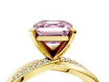 Yellow gold Fancy Pink Asscher  Solitaire Twist Band with Pave Prong Setting_21