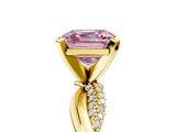 Yellow gold Fancy Pink Asscher  Solitaire Twist Band with Pave Prong Setting_22