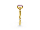 Yellow gold Fancy Pink Asscher  Solitaire Twisted Band Prong Set Engagement Ring_48