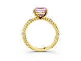 Yellow gold Fancy Pink Asscher  Solitaire Twisted Band Prong Set Engagement Ring_49