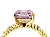 Yellow gold Fancy Pink Asscher  Solitaire Twisted Band Prong Set Engagement Ring_50