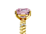 Yellow gold Fancy Pink Asscher  Solitaire Twisted Band Prong Set Engagement Ring_51