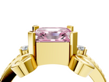 Yellow gold Fancy Pink Asscher  Solitaire Twisted Band Scroll Prong Ring_7