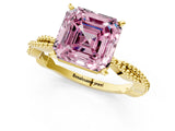 Yellow gold Fancy Pink Asscher  Solitaire Twisted Band with Bead Prong Setting_48