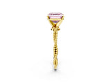 Yellow gold Fancy Pink Asscher  Solitaire Twisted Band with Bead Prong Setting_49