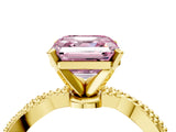 Yellow gold Fancy Pink Asscher  Solitaire Twisted Band with Bead Prong Setting_51