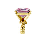 Yellow gold Fancy Pink Asscher  Solitaire Twisted Band with Bead Prong Setting_52