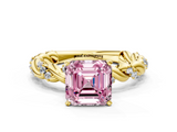 Yellow gold Fancy Pink Asscher  Solitaire Twisted Band with Pavé Accents and Four-Prong Setting_20