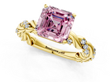 Yellow gold Fancy Pink Asscher  Solitaire Twisted Band with Pavé Accents and Four-Prong Setting_21