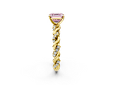 Yellow gold Fancy Pink Asscher  Solitaire Twisted Band with Pavé Accents and Four-Prong Setting_22