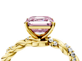 Yellow gold Fancy Pink Asscher  Solitaire Twisted Band with Pavé Accents and Four-Prong Setting_24