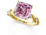 Yellow gold Fancy Pink Asscher  Solitaire Twisted Band with Prong Setting 2