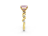 Yellow gold Fancy Pink Asscher  Solitaire Twisted Band with Prong Setting 3