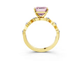 Yellow gold Fancy Pink Asscher  Solitaire Twisted Band with Prong Setting 4