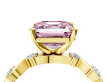 Yellow gold Fancy Pink Asscher  Solitaire Twisted Band with Prong Setting 5
