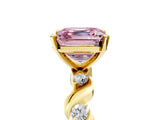 Yellow gold Fancy Pink Asscher  Solitaire Twisted Band with Prong Setting