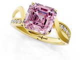 Yellow gold Fancy Pink Asscher  Solitaire Twisted Band with Prong Setting_22