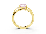 Yellow gold Fancy Pink Asscher  Solitaire Twisted Band with Prong Setting_24