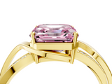 Yellow gold Fancy Pink Asscher  Solitaire Twisted Band with Prong Setting_25
