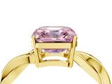 Yellow gold Fancy Pink Asscher  Solitaire Twisted Pave Diamond Ring with Four-Prong Setting_120