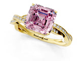 Yellow gold Fancy Pink Asscher  Solitaire Twisted Pave Diamond Ring with Four-Prong Setting_25