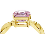 Yellow gold Fancy Pink Asscher  Solitaire Twisted Pave Diamond Ring with Four-Prong Setting_28