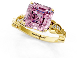 Yellow gold Fancy Pink Asscher  Solitaire Vine Band with Milgrain Prong Setting_4