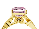 Yellow gold Fancy Pink Asscher  Solitaire Vine Band with Milgrain Prong Setting_7