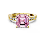 Yellow gold Fancy Pink Asscher  Solitaire with Pavé Band and Four-Prong Setting_46