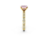 Yellow gold Fancy Pink Asscher  Solitaire with Pavé Band and Four-Prong Setting_48