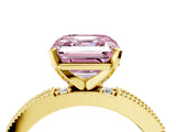 Yellow gold Fancy Pink Asscher  Solitaire with Pavé Band and Four-Prong Setting_50