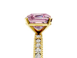 Yellow gold Fancy Pink Asscher  Solitaire with Pavé Band and Four-Prong Setting_51