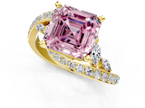 Yellow gold Fancy Pink Asscher  Solitaire with Pavé Twist Band and Four-Prong Setting_18