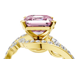 Yellow gold Fancy Pink Asscher  Solitaire with Pavé Twist Band and Four-Prong Setting_21